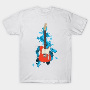 T-Style Electric Guitar Fiesta Red Color T-Shirt